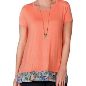 Matilda Jane Women's Coral Top with Floral Hem
